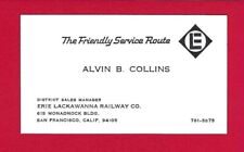 Vintage Erie Lackawanna Railroad Business Card-San Francisco - 1960's picture