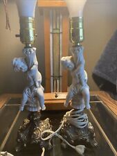 Pair Of Antique Ceramic Cherub Angels With Victorian Brass Base Table Lamps picture