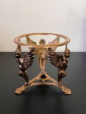 Solid Brass Cherub Angel Candle Holder Plant Stand Natural Patina 4.5
