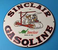 Vintage Porcelain Sign - Sinclair Gasoline Flintstones Advertising Gas Pump Sign picture