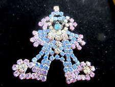Czech Vintage Glass Rhinestone Button   CLOWN    Crystal & Pink & Blue Last One picture