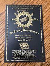 Death Memorial William H Avery Died 6/26/1916 Age 50 Glittered Antique  picture