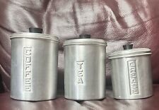 Vtg Royal Aluminum Canister Set Nesting COFFEE TEA  & GREASE Kitchen Canisters picture
