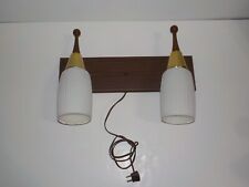 Vintage Mid Century Modern Double Wall Light Swivel Fixture MCM Wood Metal Dual picture