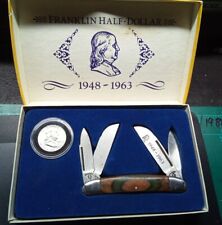 VINTAGE Cherokee Collector FRANKLIN HALF DOLLAR COIN & KNIFE SET SERIAL🫠 picture