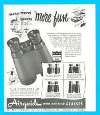 1951 AIRGUIDE sport and field glasses binoculars vintage PRINT AD travel picture