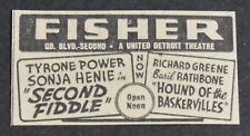 1939 Print Ad Michigan Detroit Fisher Theatre Second Fiddle Houd Baskervilles picture