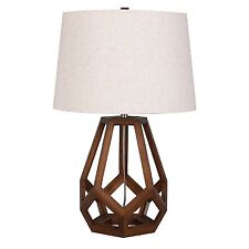 Large Wood Geo Assembled Table Lamp Brown - Threshold picture