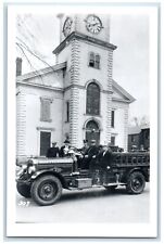 c1950's Fire Engine Fireman Church Brattleboro Vermont VT RPPC Photo Postcard picture