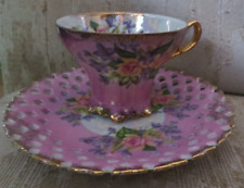 Vintage Royal Halsey Cup and Saucer set Pink Yellow Pink Flowers Coffee Tea picture