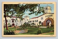 Postcard County Court House Santa Barbara California CA, Vintage Linen J19 picture
