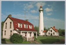 Lighthouse~Presque Isle Lighthouse Presque Isle Michigan~Continental Postcard picture