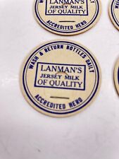 Lot of 4 Vintage Cardboard Milk Bottle Tops LANMAN'S Jersey Milk OF QUALITY  picture