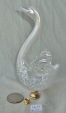Lamp Finial Large Blown Crystal Art  Glass Swan 6 1/4