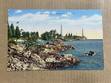Postcard Marquette MI Michigan Lighthouse Point Coast Guard Station Waterworks picture