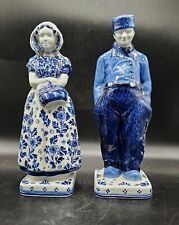 Vintage Royal Delft Farmer And Woman Large Figurine 11 1/2