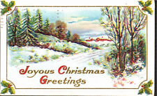 Postcard Joyous Christmas Greetings Snow Farm Embossed C-1915 picture