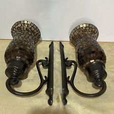 The Bombay Company Mosaic Glass Metal Candle Wall Sconce 12” (Set Of 2) picture