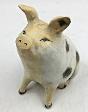 Vintage Cast Iron Spotted Sitting Pig Paperweight/Doorstop ~ Country Farm Decor picture