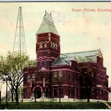 c1910s Corning, IA Adams County Court House Windmill Pole? Gov't Postcard A115 picture