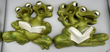 Vintage 70s 1978 Rare Burwood Frogs Reading Singing Wall Art Decor 2190-1 & -2 picture