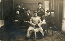 ROMANIA MILITARY PHOTO - ROMANIAN WWI OFFICER WITH TOY AND MUSICIAN 1914 PHOTO picture