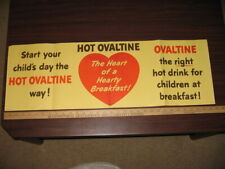 OVALTINE hot large paper store display banner,child breakfast RED HEART #1 1950s picture