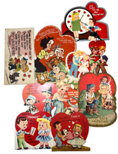 Vintage Die Cut Valentine Boy Girl Couples Hillbilly Camp Fire Clock Lot of 10 picture