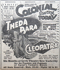 1918 Chicago Newspaper Page - Rare Theda Bara in Cleopatra Movie Ad picture