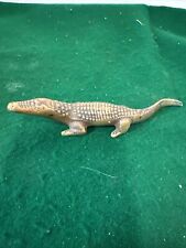 Vintage Solid Brass Alligator Crocodile Paperweight Decor Animal Figurine MCM picture
