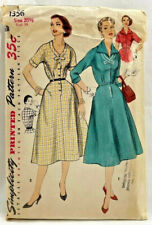 1955 Simplicity Sewing Pattern 1356 Womens 1-Pc Dress 2 Sleeves Sz 20.5 Vtg 8651 picture