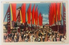 Vintage Chicago Illinois IL Chicago World's Fair Avenue of Flags Linen Postcard  picture