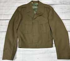 Vintage Mens US Army WW2 Wool Jacket Sz 36L Green IKE Field WWII Coat Zip Front picture