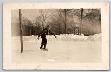RPPC Man Ice Skating c1940s Real Photo Postcard W25 picture