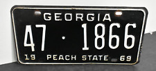 Vintage Georgia Peach State Metal License Plate 1969 Tag Number 47 1866 picture