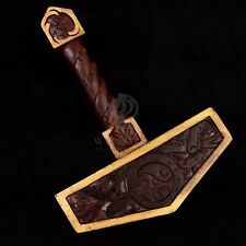 Mjolnir Hand Carved Wood  Replica Norse Mythology God of Thunder Hammer of Thor picture