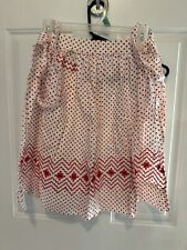 Vintage Retro Handmade Half Skirt Apron White Red Polka Dots Embroidered  picture