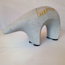 Native American Indian Gray Bear Gold Inlaid Claws Ceramic Art Decor 10x6x3.5 picture