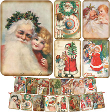 Vintage Christmas Banner, Traditional Style Christmas Bunting, Vintage Santa Chr picture