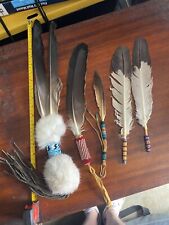 Vintage Hand Made Native American Medicine Spirit Staff Stick Lot Of 5 Authentic picture