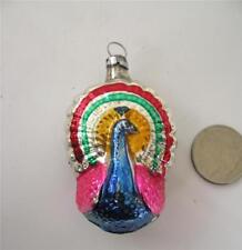 Vintage German Peacock Xmas Ornament Blown Mercury Glass Figural Bird Colorful picture