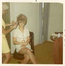 Found Photo American Woman Very Big Blonde Hair 1960s Style Vintage Original picture