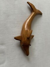 Vintage Hand Carved Wooden Dolphin Figure picture