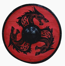 Medieval Dragon Shield Wood & Mild Steel Design Armor Templar Dragon Shield gift picture