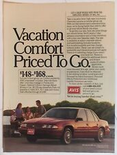 Avis Rental Cars Chevrolet Lumina 1989 Vintage Print Ad 8x11 Inches Wall Decor picture