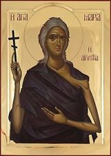 Wooden Byzantine Orthodox Christian Icon Saint Mary of Egypt (5.5