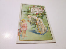1910 Antique Postcard New Year Father Time Angel USED picture