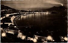 VINTAGE POSTCARD OCEANFRONT NAPLES ITALY AT NIGHT MT. VESUVIUS REAR MAILED 1939 picture