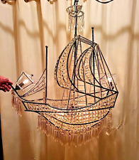 Stunning Large Loaded w/ Crystals 4 Light  Sailing Ship Boat Nautical Chandelier picture