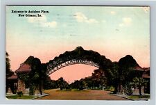 New Orleans LA, Entrance to Audubon Place, c1914 Louisiana Vintage Postcard picture